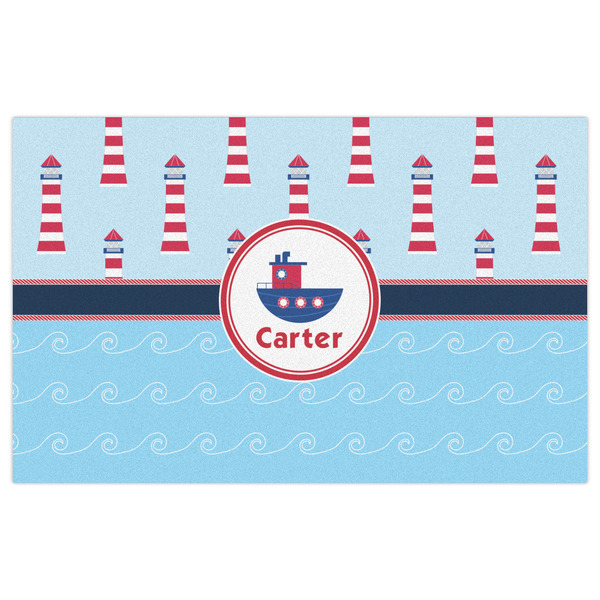 Light House & Waves Indoor / Outdoor Rug - 5'x8' - Front Flat