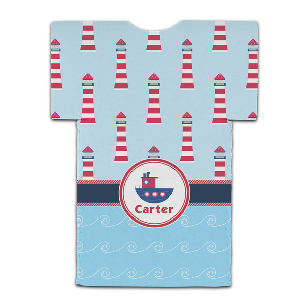 Light House & Waves Jersey Bottle Cooler - BACK (flat)