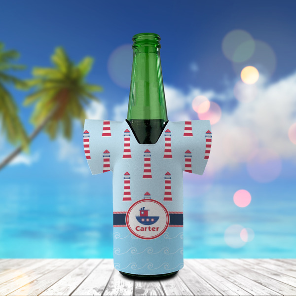 Light House & Waves Jersey Bottle Cooler - LIFESTYLE
