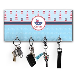 Light House & Waves Key Hanger w/ 4 Hooks w/ Graphics and Text