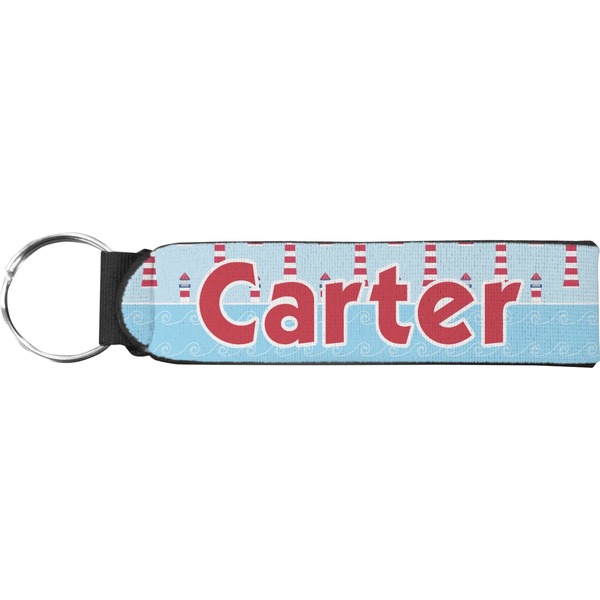 Custom Light House & Waves Neoprene Keychain Fob (Personalized)