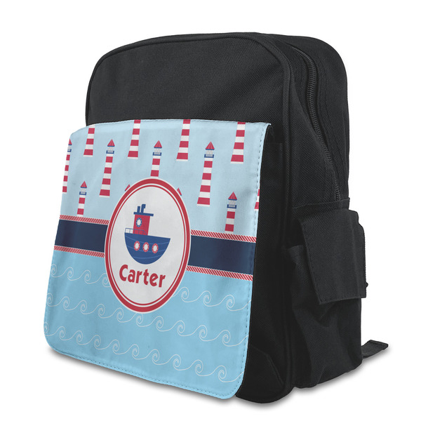 Custom Light House & Waves Preschool Backpack (Personalized)