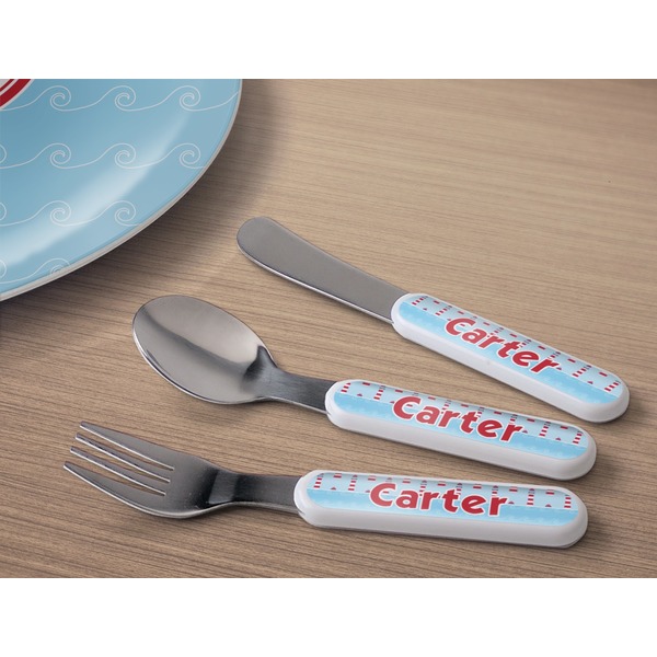Light House & Waves Kids Flatware w/ Plate