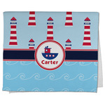 Light House & Waves Kitchen Towel - Poly Cotton w/ Name or Text
