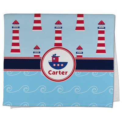 Light House & Waves Kitchen Towel - Poly Cotton w/ Name or Text