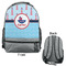 Light House & Waves Large Backpack - Gray - Front & Back View