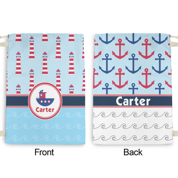 Light House & Waves Large Laundry Bag - Front & Back View