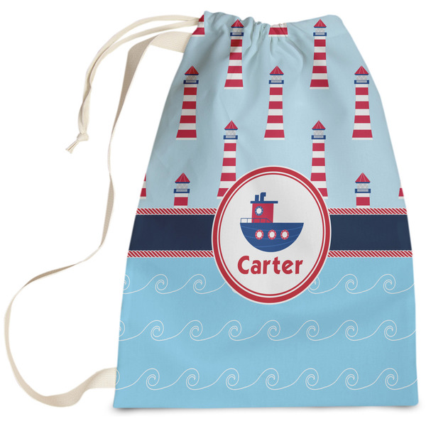 Custom Light House & Waves Laundry Bag - Large (Personalized)