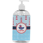 Light House & Waves Plastic Soap / Lotion Dispenser (16 oz - Large - White) (Personalized)