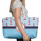 Light House & Waves Large Rope Tote Bag - In Context View