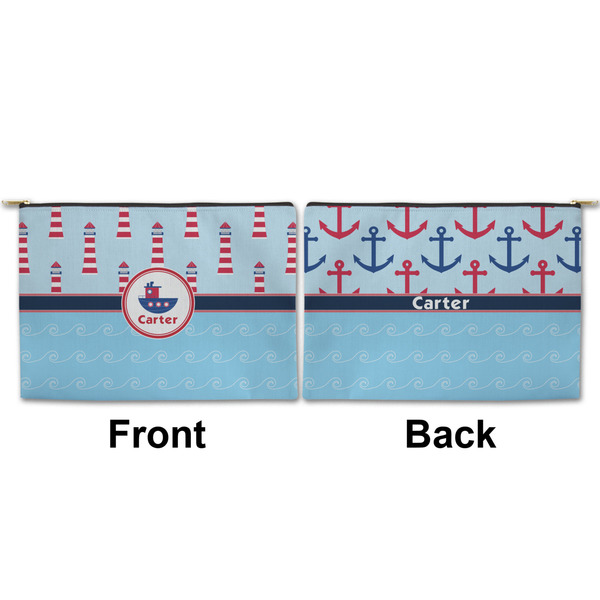 Light House & Waves Large Zipper Pouch Approval (Front and Back)