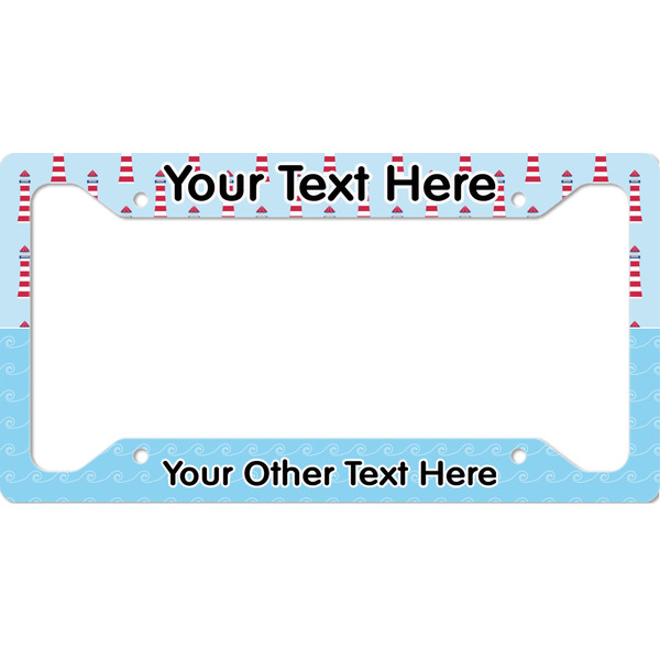 Custom Light House & Waves License Plate Frame - Style A (Personalized)