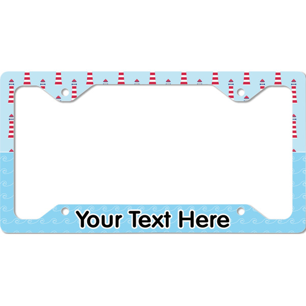 Custom Light House & Waves License Plate Frame - Style C (Personalized)