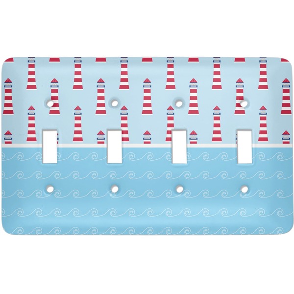 Custom Light House & Waves Light Switch Cover (4 Toggle Plate)