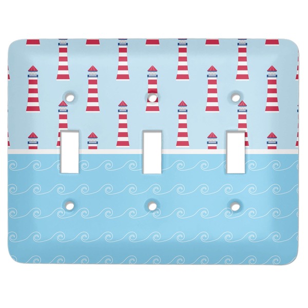 Custom Light House & Waves Light Switch Cover (3 Toggle Plate)