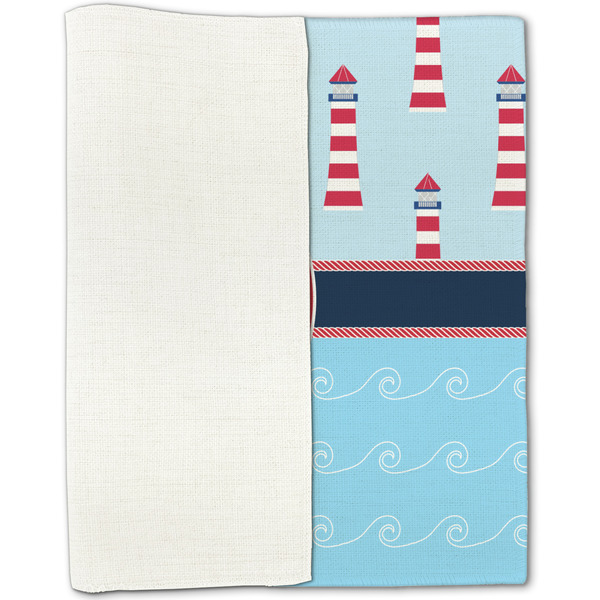 Light House & Waves Linen Placemat - Folded Half