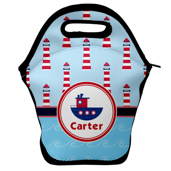 Custom Light House & Waves Lunch Bag w/ Name or Text