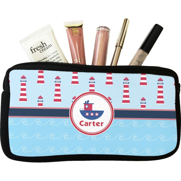 Custom Light House & Waves Makeup / Cosmetic Bag - Small (Personalized)