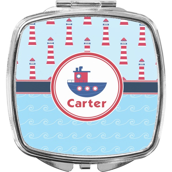 Custom Light House & Waves Compact Makeup Mirror (Personalized)