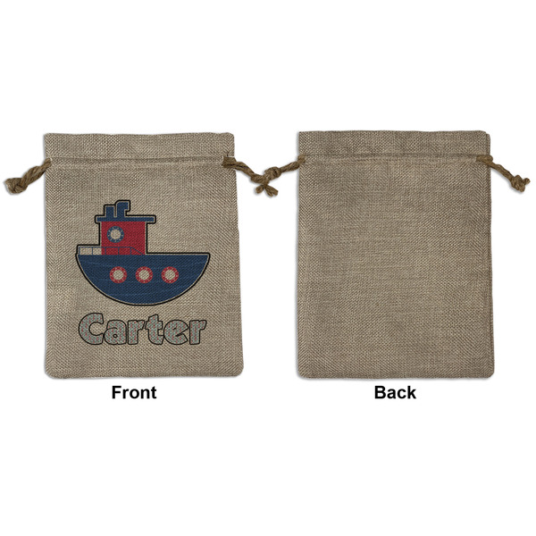 Light House & Waves Medium Burlap Gift Bag - Front Approval