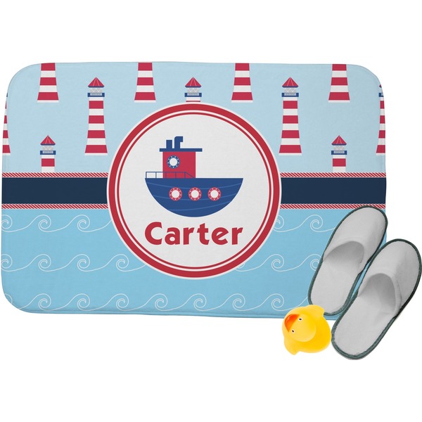Custom Light House & Waves Memory Foam Bath Mat (Personalized)