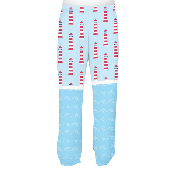 Light House & Waves Men's Pjs Back - on model