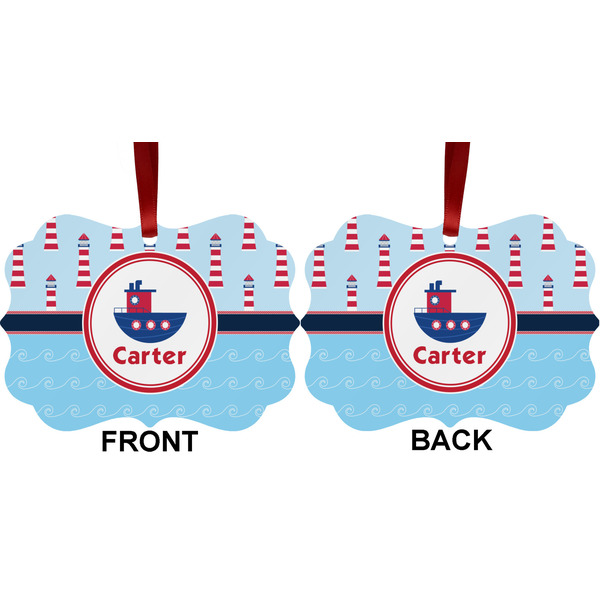 Light House & Waves Metal Benilux Ornament - Front and Back (APPROVAL)