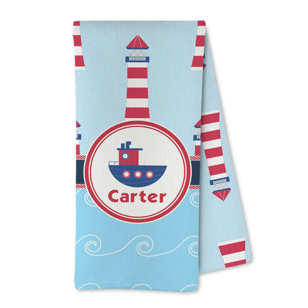 Custom Light House & Waves Kitchen Towel - Microfiber (Personalized)