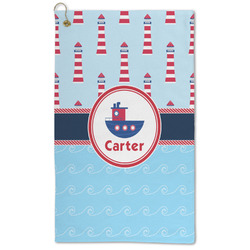 Light House & Waves Microfiber Golf Towel - Large (Personalized)