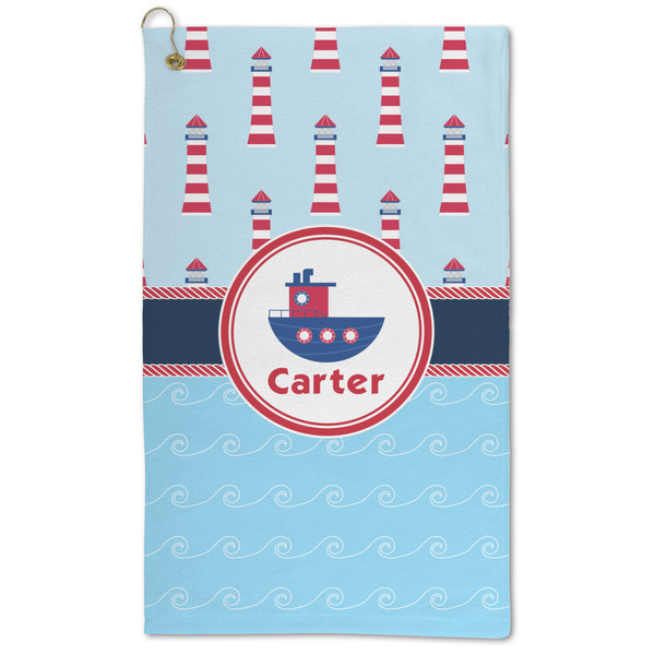 Custom Light House & Waves Microfiber Golf Towel - Large (Personalized)