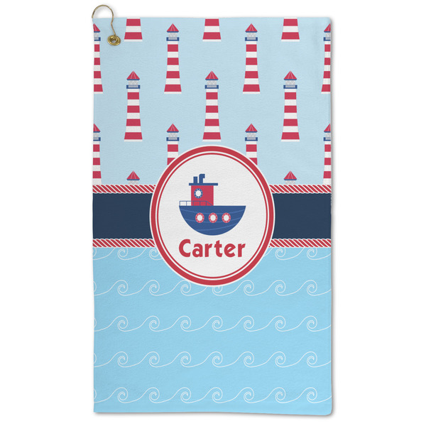 Custom Light House & Waves Microfiber Golf Towel (Personalized)
