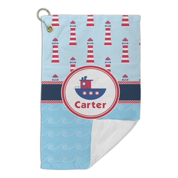 Light House & Waves Microfiber Golf Towels Small - FRONT FOLDED