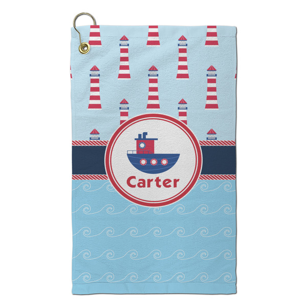 Custom Light House & Waves Microfiber Golf Towel - Small (Personalized)
