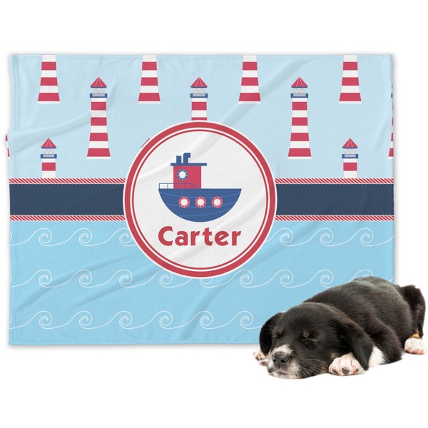 Custom Light House & Waves Dog Blanket (Personalized)