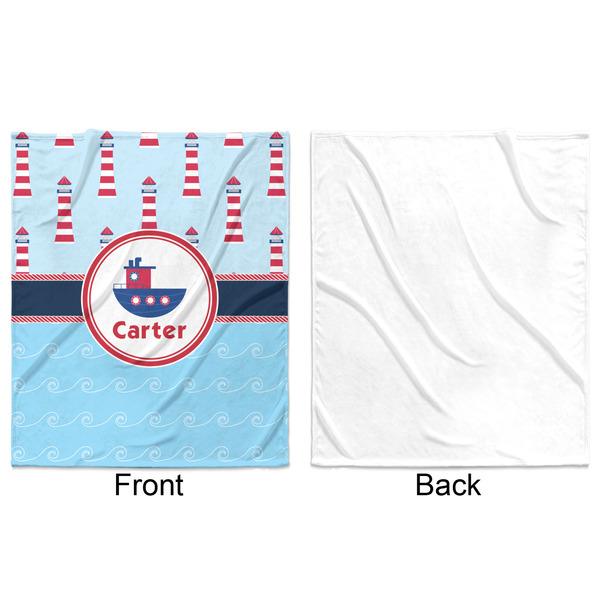 Light House & Waves Minky Blanket - 50"x60" - Single Sided - Front & Back