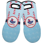 Light House & Waves Neoprene Oven Mitts - Set of 2 w/ Name or Text