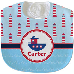 Light House & Waves Velour Baby Bib w/ Name or Text