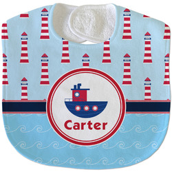 Light House & Waves Velour Baby Bib w/ Name or Text