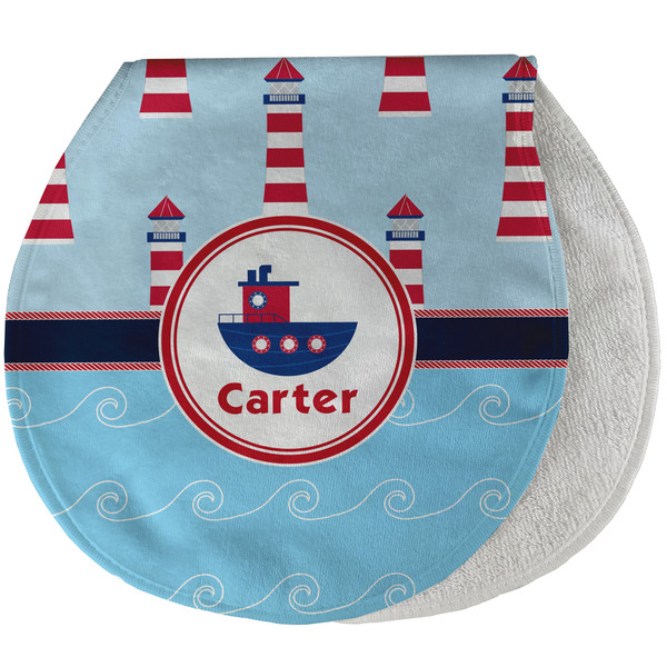 Light House & Waves New Baby Burp Folded