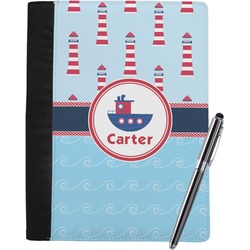 Light House & Waves Notebook Padfolio - Large w/ Name or Text