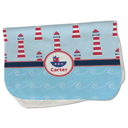Light House & Waves Burp Cloth - Fleece w/ Name or Text