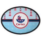 Light House & Waves Iron On Oval Patch w/ Name or Text