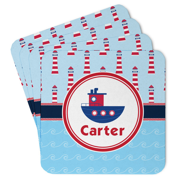 Custom Light House & Waves Paper Coasters w/ Name or Text