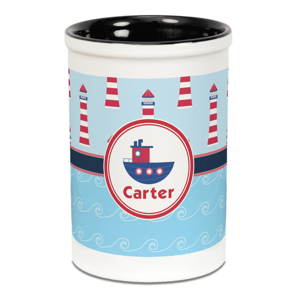 Light House & Waves Pencil Holder - Black