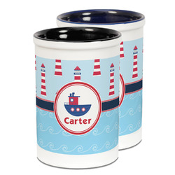 Light House & Waves Ceramic Pencil Holder - Large