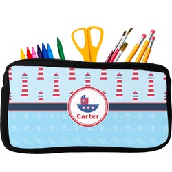 Light House & Waves Neoprene Pencil Case - Small w/ Name or Text