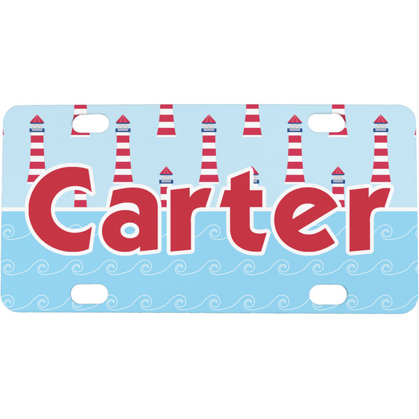 Custom Light House & Waves Mini / Bicycle License Plate (4 Holes) (Personalized)
