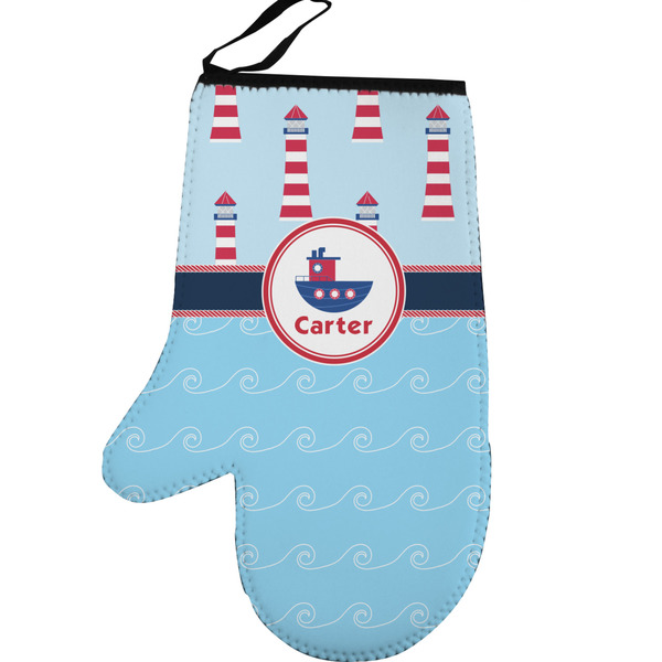 Custom Light House & Waves Left Oven Mitt (Personalized)
