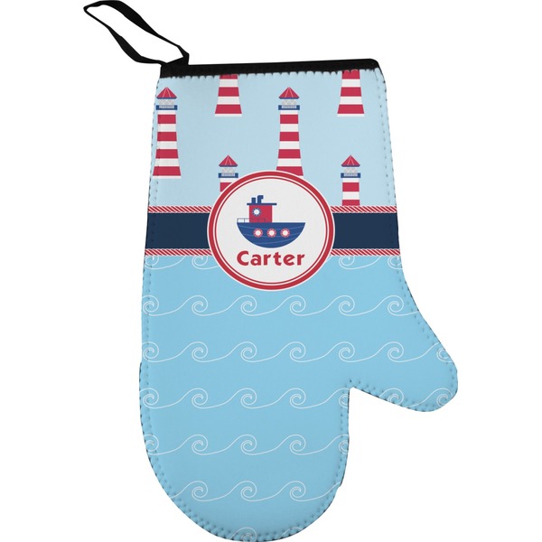 Custom Light House & Waves Right Oven Mitt (Personalized)