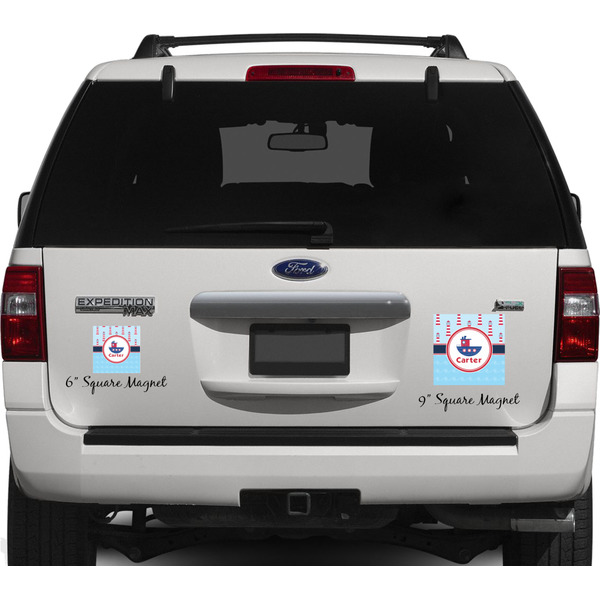 Light House & Waves Personalized Square Car Magnets on Ford Explorer